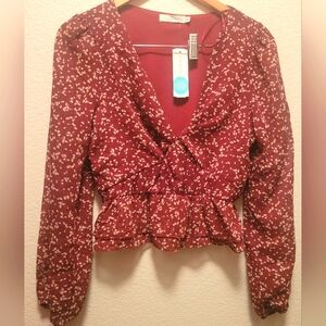 Lush Red Longsleeve Blouse